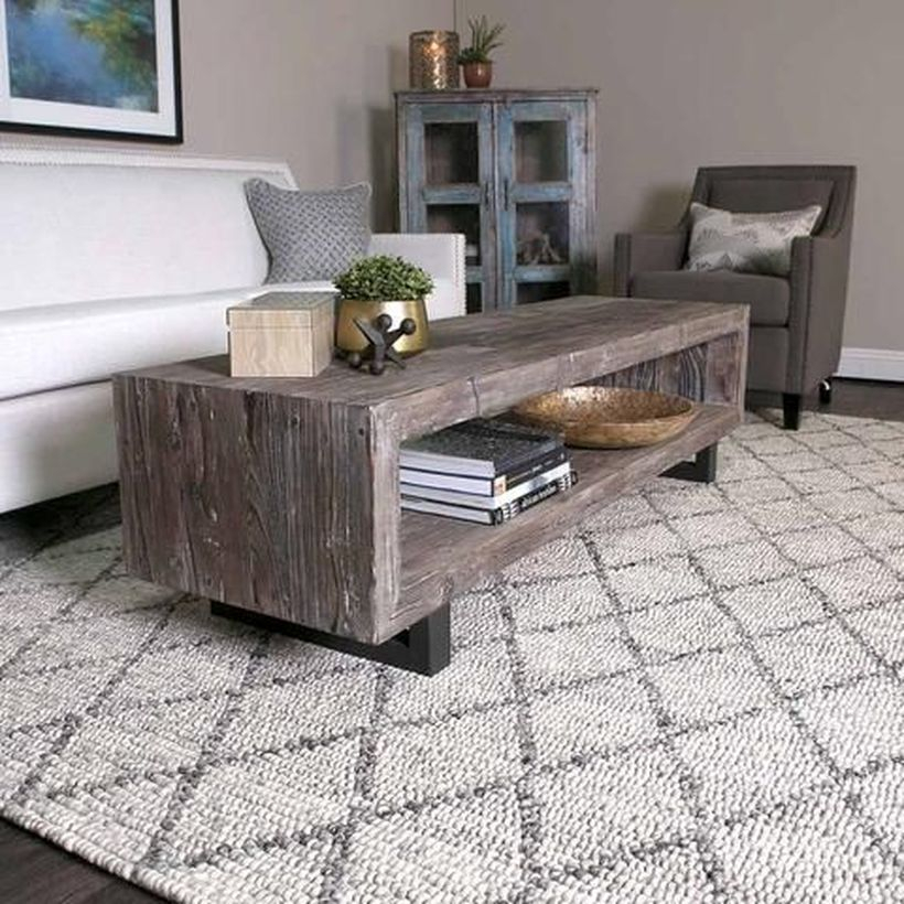 Long wooden thick coffee table
