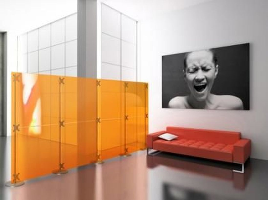 Orange plastic room divider