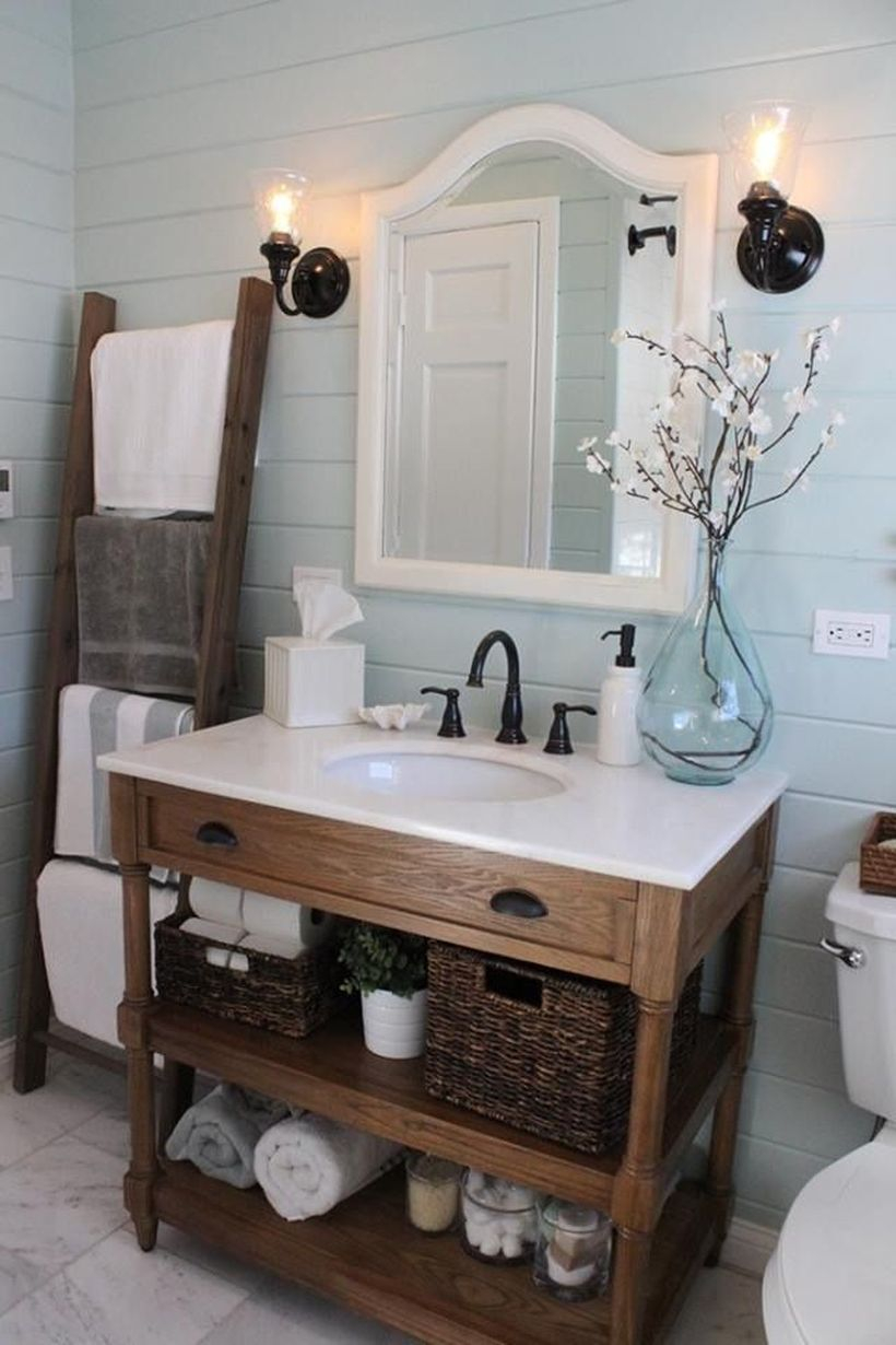 Rattan basket on below sink