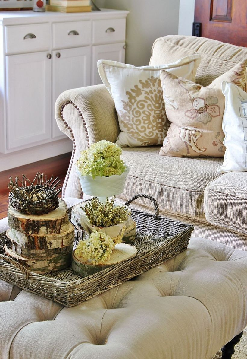 Rattan basket to store farmhouse centerpiece