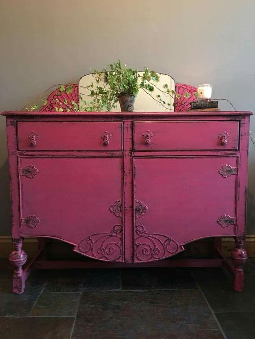 Rustic dark red table