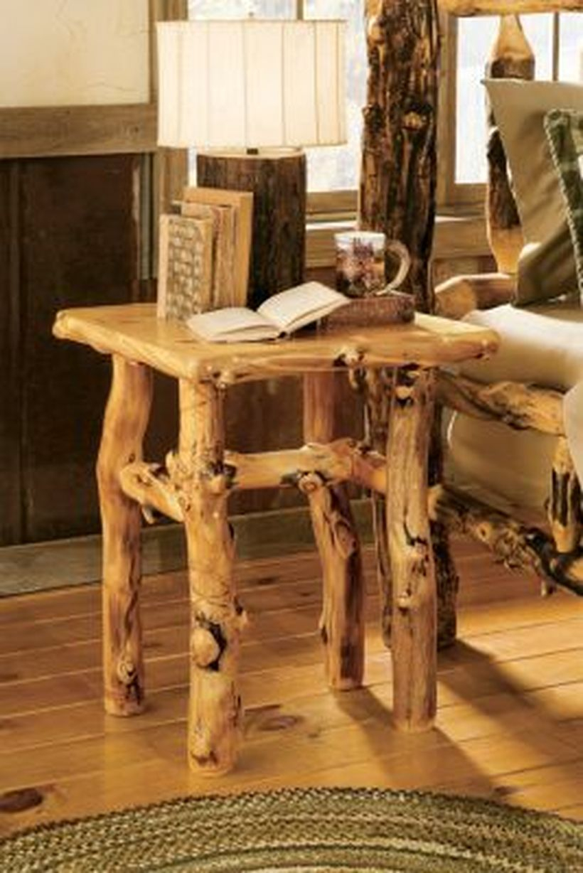 Rustic furniture with tree cut for small table