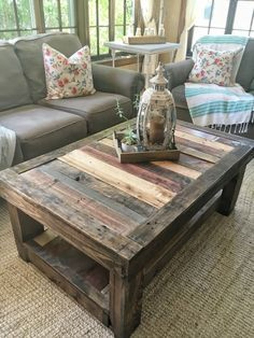 Rustic wooden coffee table