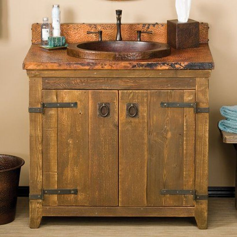 Rustic wooden table sink