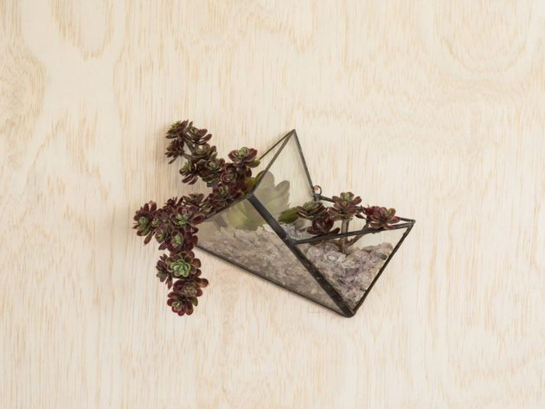 Simple terrarium designs with geometric terrarium irregular triangle shaped hanging on the wall