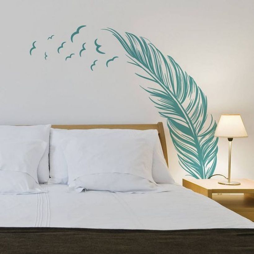 Simple wall painting with palm tree picture themes for your bedroom to create a cozy room