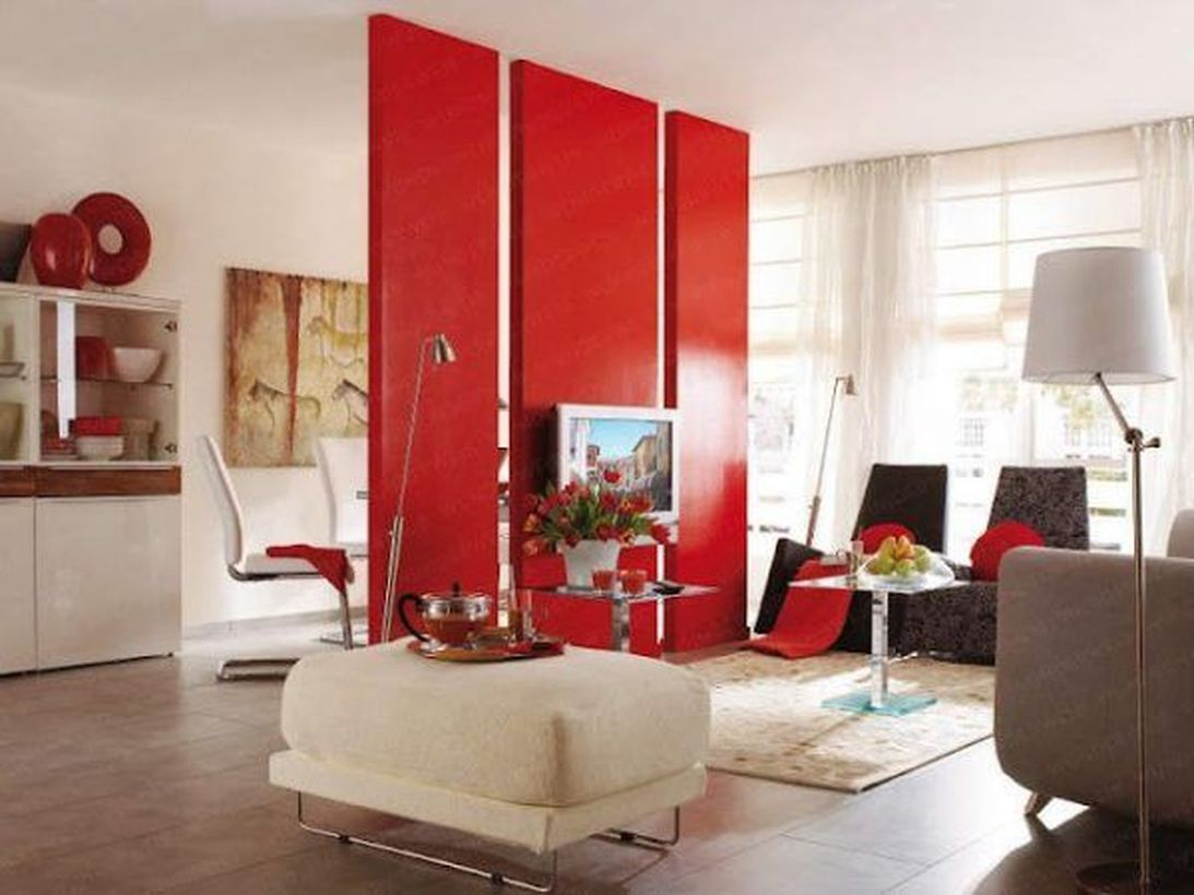 Square red room divider