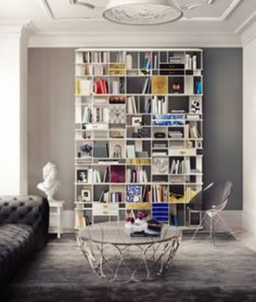 Square white bookshelves design