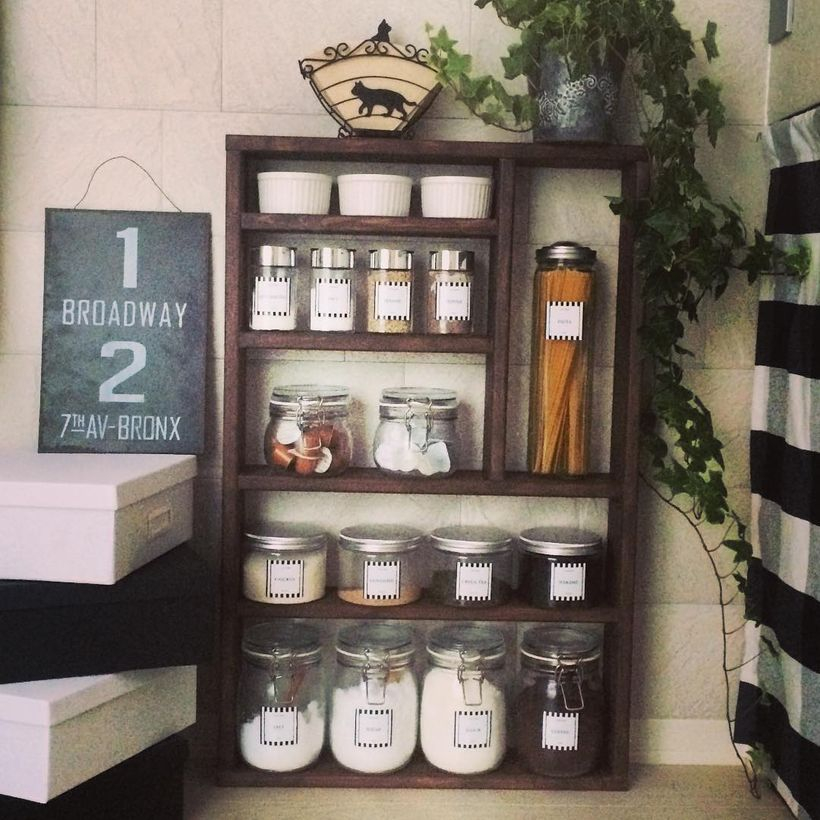 Square wooden organize spices