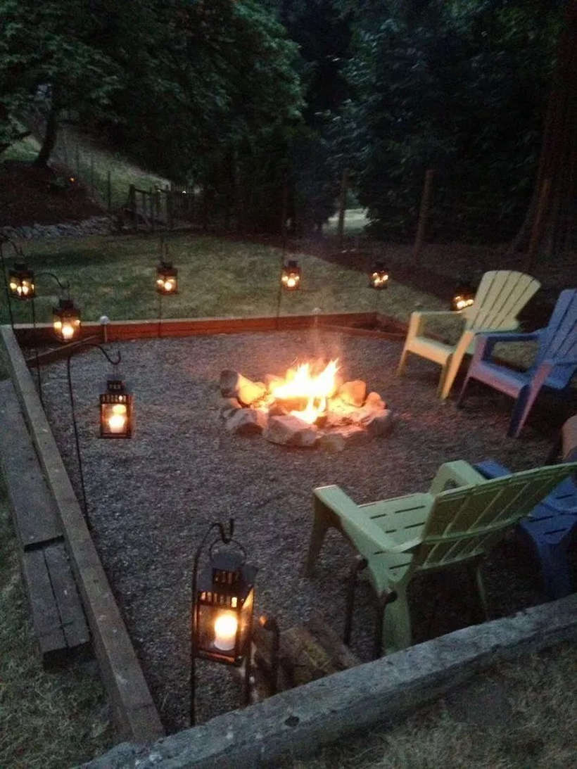 Stone fire pit and lamp lantern