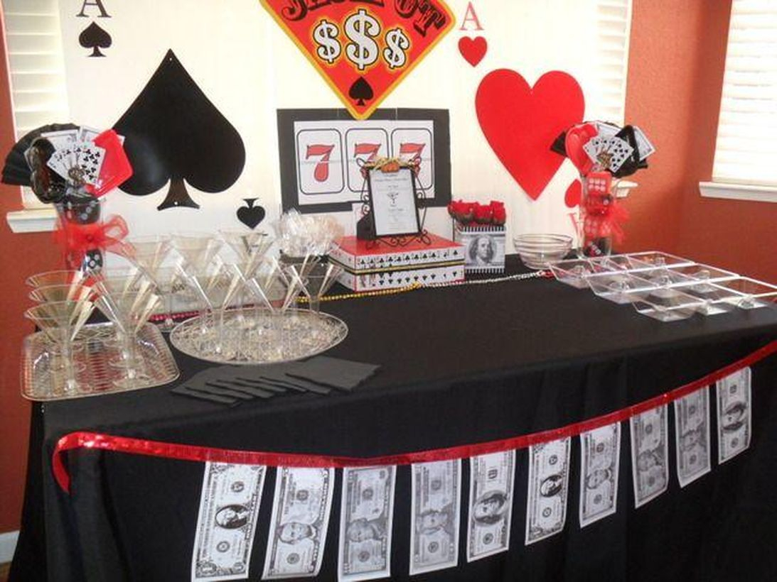 Unique table set birthday party decoration with high end casino concept for teenage