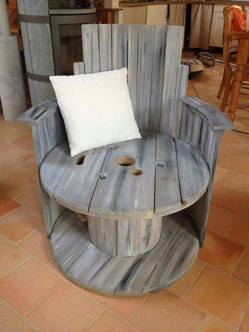 Unique chair from wooden spool