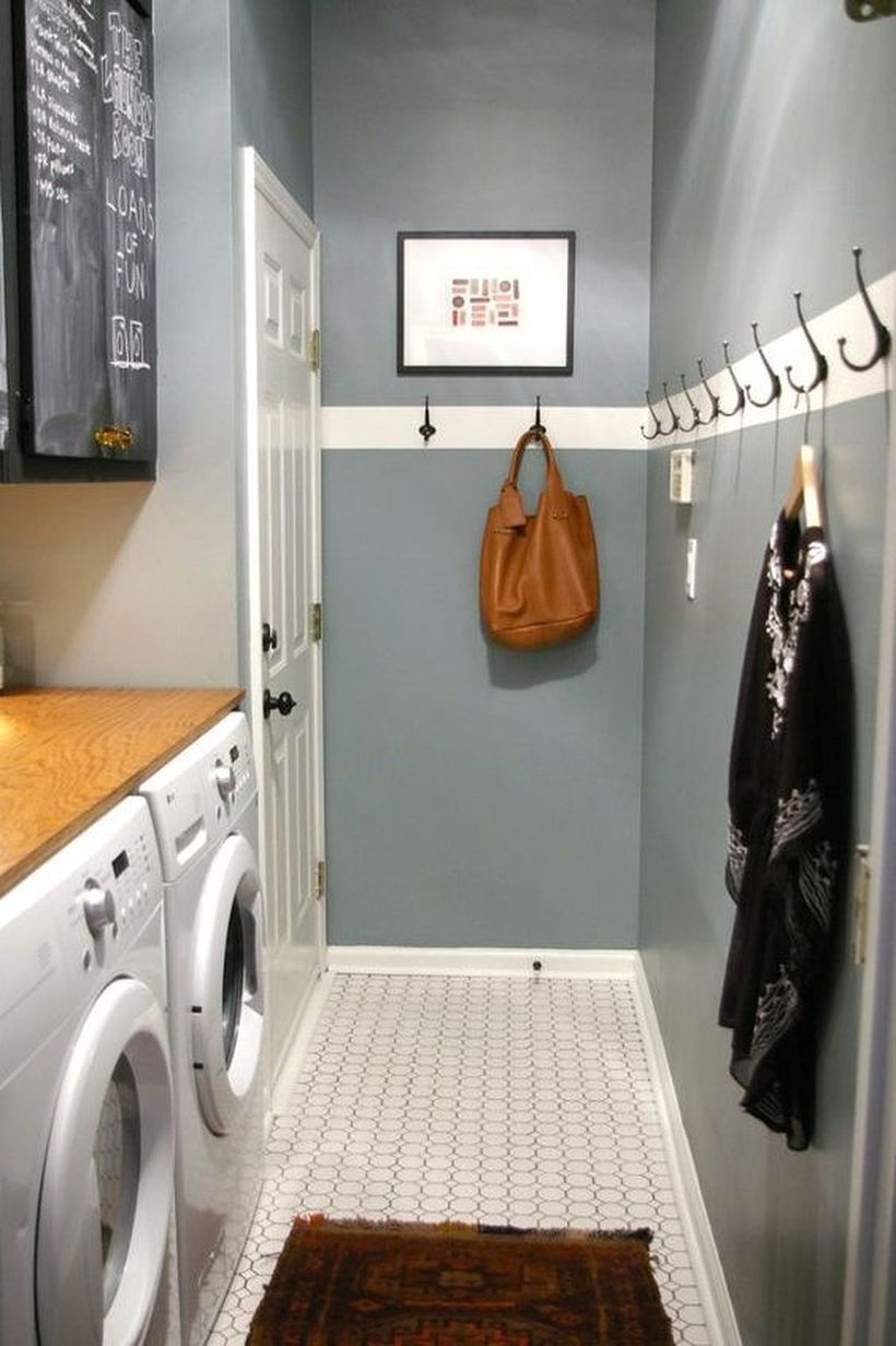 Washing machine and hangers on the wall