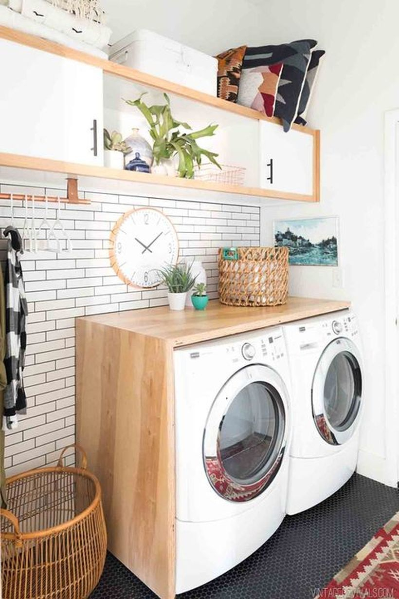 Washing machine with basket rattan storage