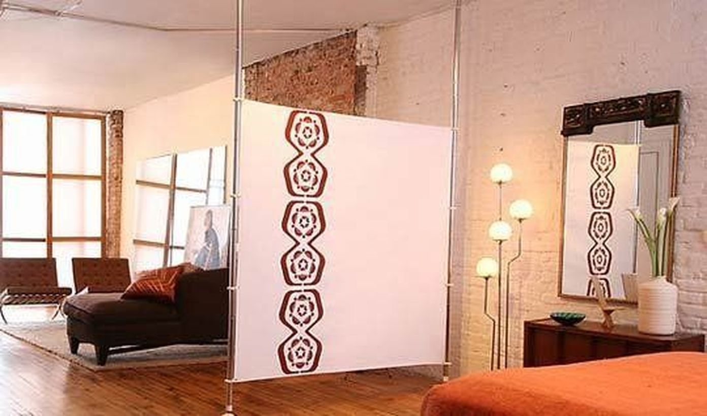 White fabric room divider