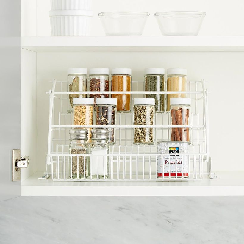 White iron spaces rack