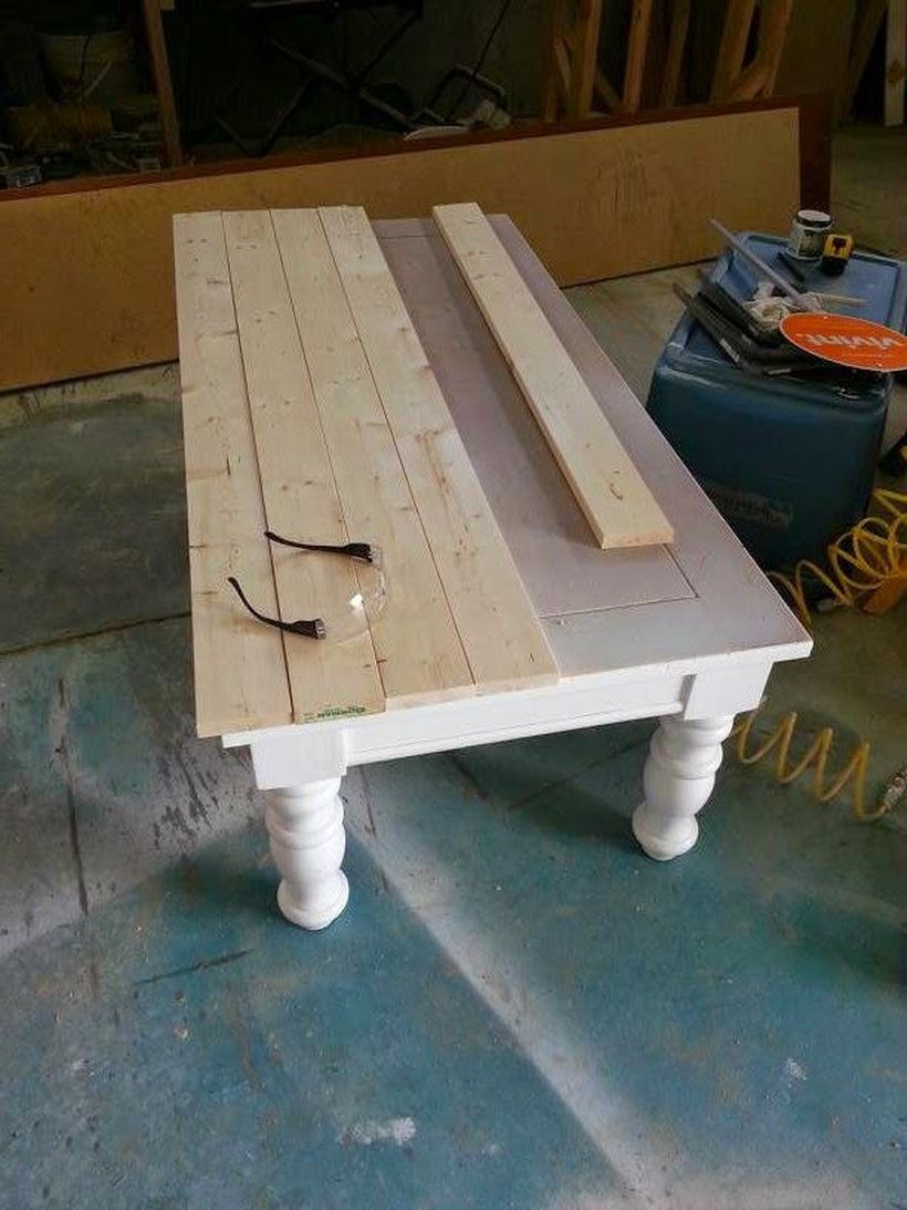 White wooden coffee table