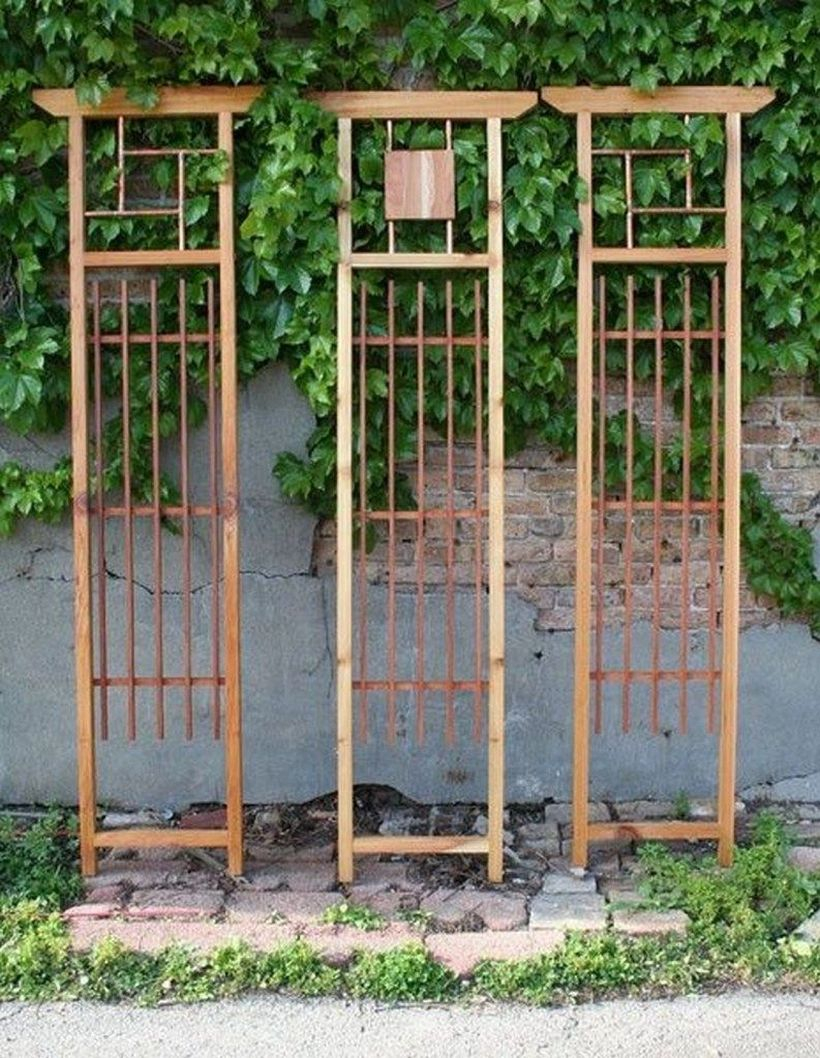 Wooden trellis lay on wall