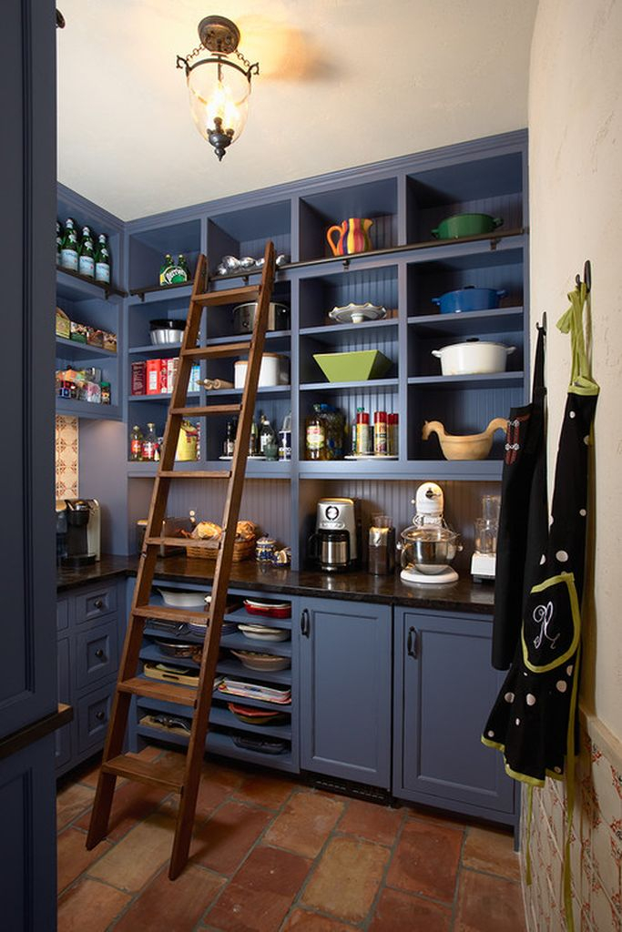 Blue kitchen pantry