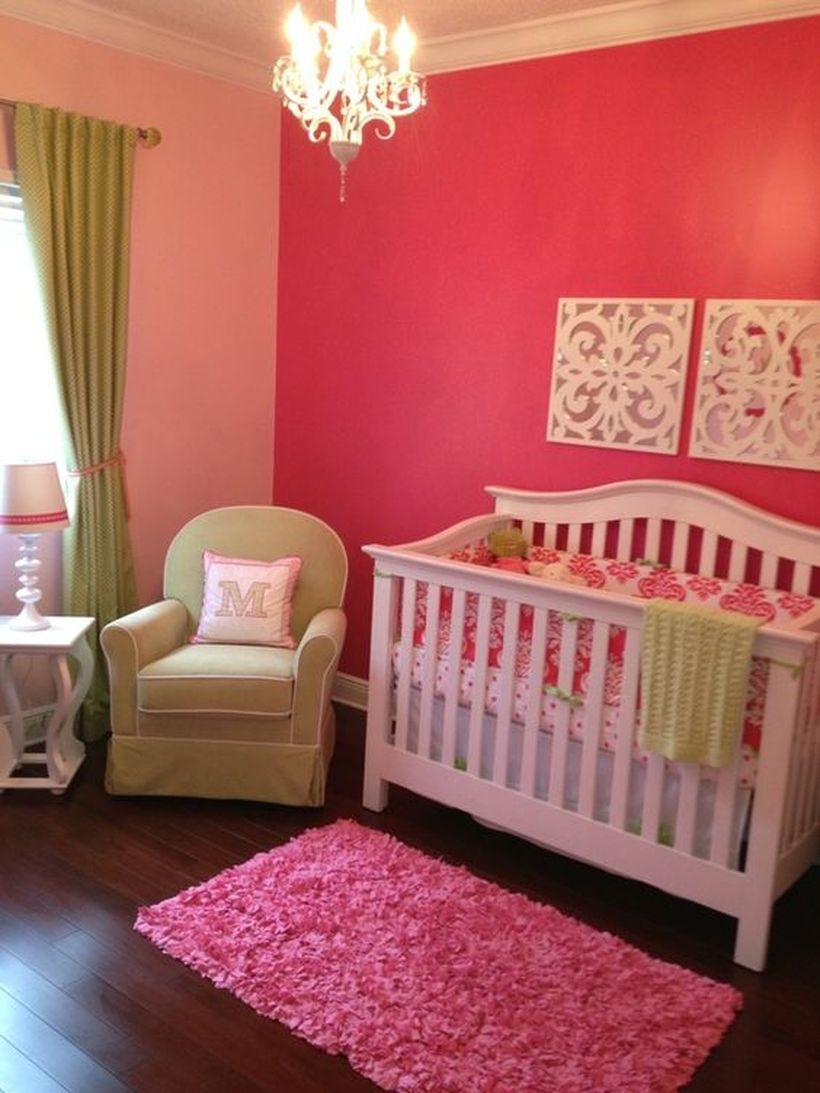 Cute-pink-baby-girls-nursery-room-with-baby-cot-sheets-are-also-pink-and-pink-color-used-to-paint-your-walls