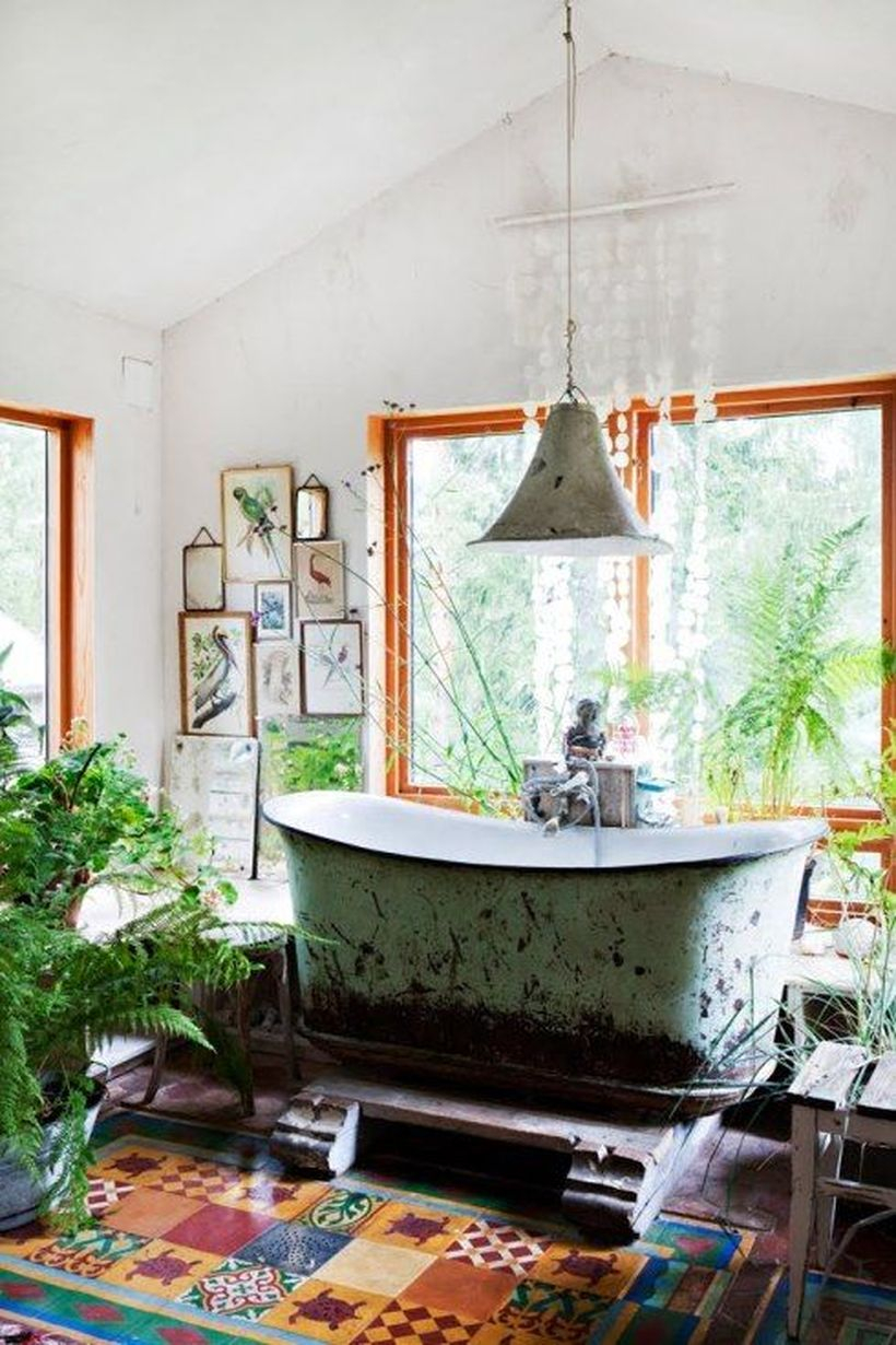 Impresive bathroom with classic motive tile combine turtle painting for beautiful decoration