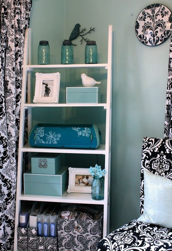 Ladder shelf decor in white