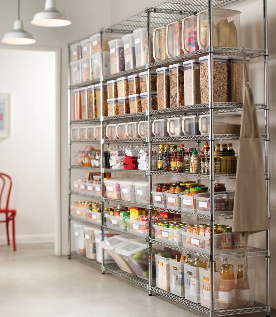 Metal shelving to oraganize your pantry