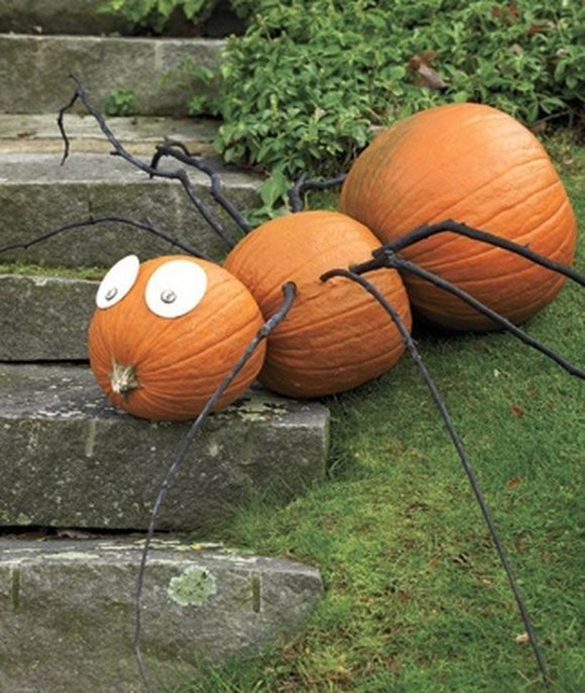 Pumpkin decoration with spider shape