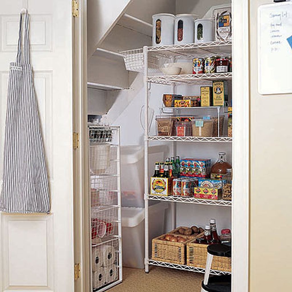 Simple kitchen pantry with iron rack
