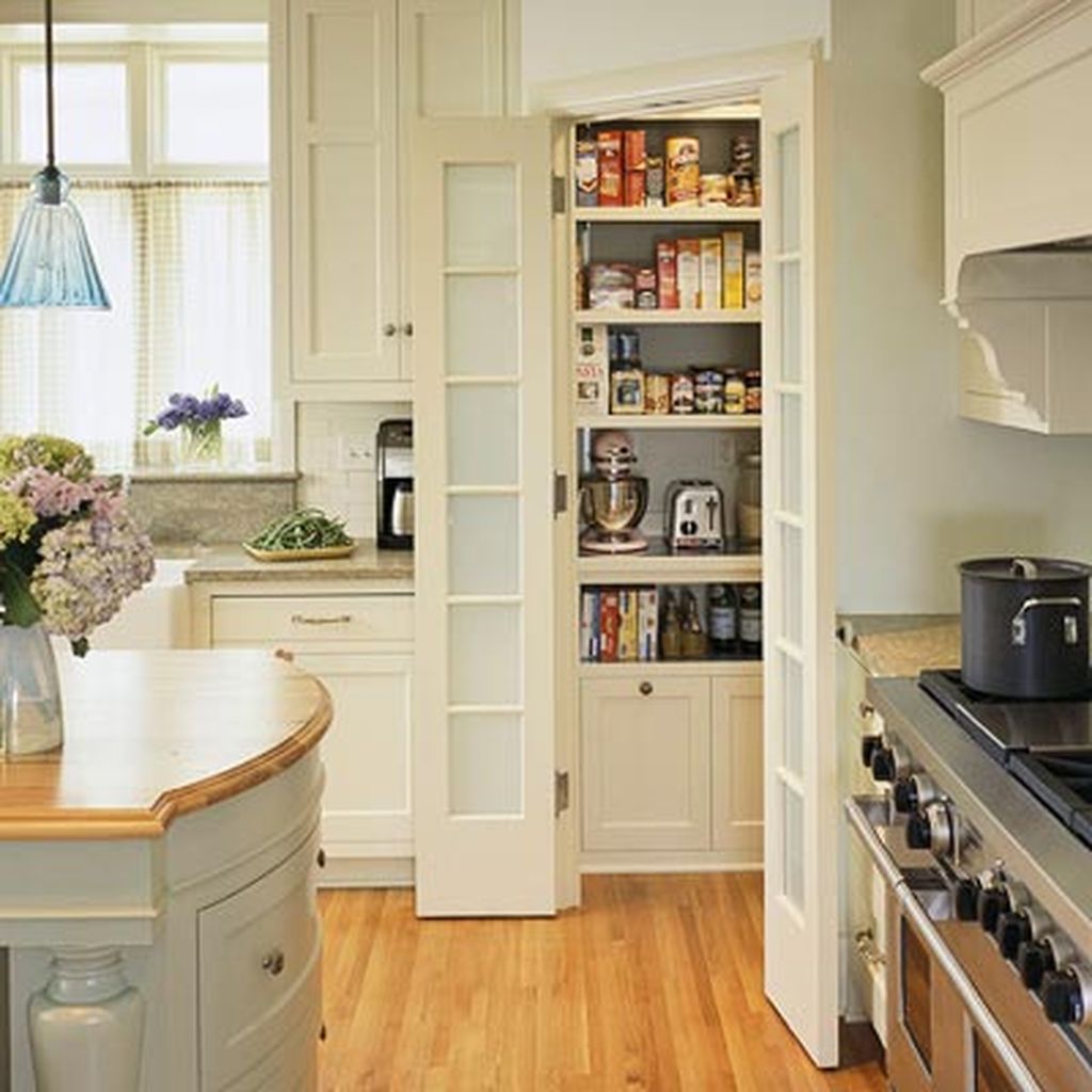 Small kitchen pantry at the corner