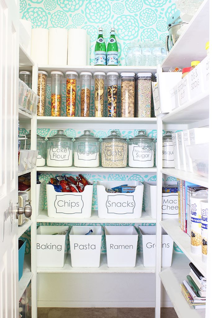 Smart pantry organize with white shelves
