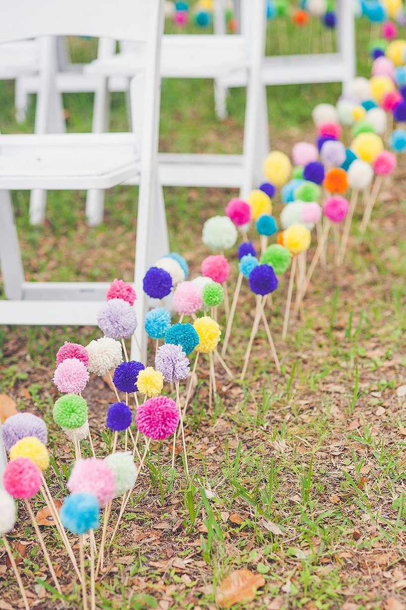 Boho colourful aisle markers