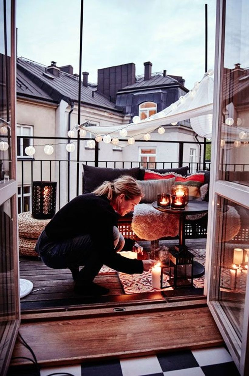 Candle and string lamps