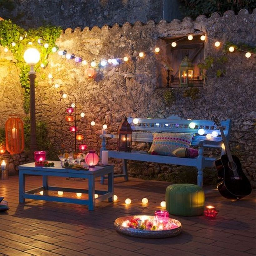 Colorful string lamps decor