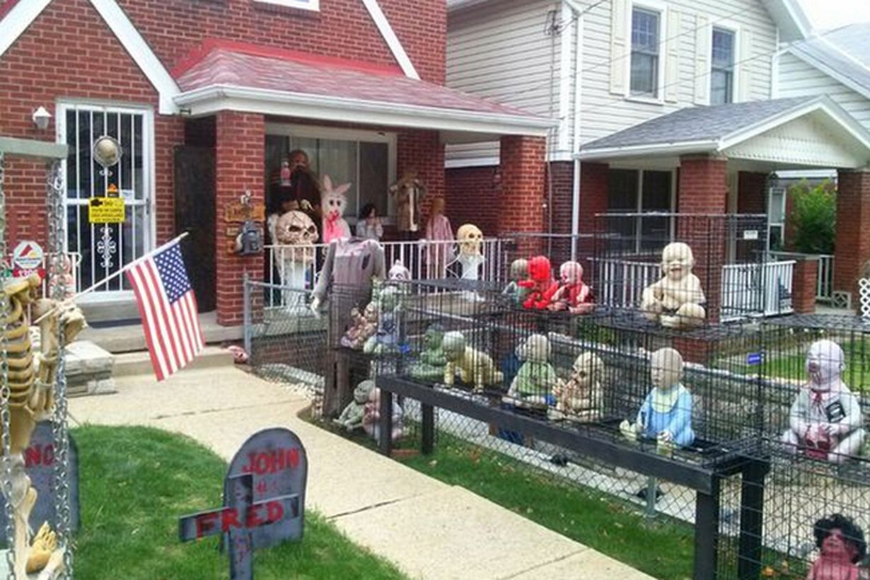 Creepy halloween decoration with zombie babies