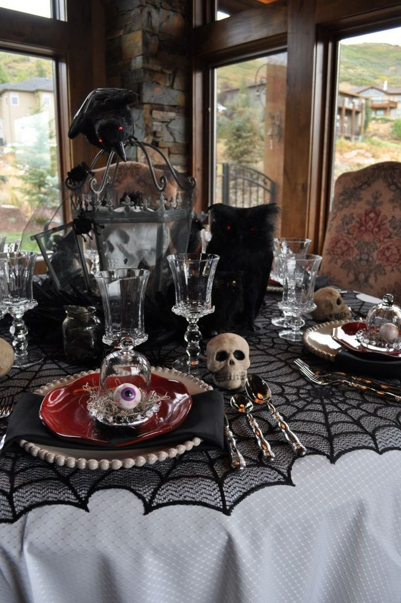 Creepy halloween with skulls and eyeballs