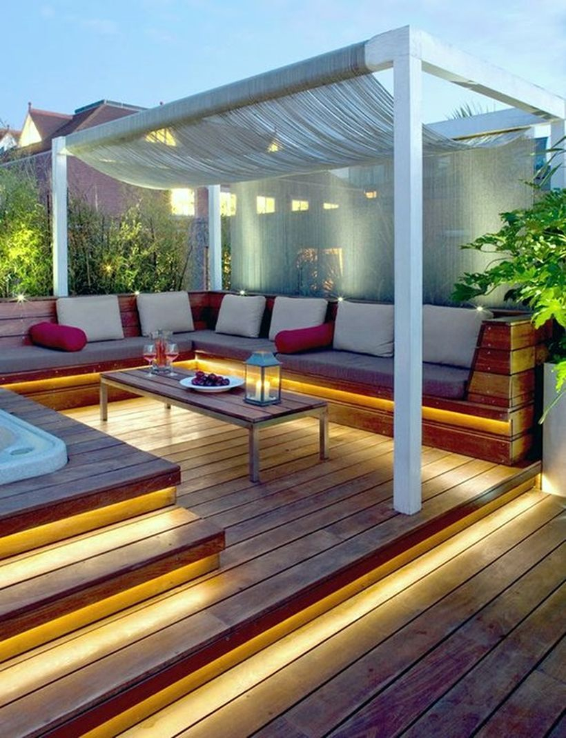Lamps decoration under wooden floor ideas