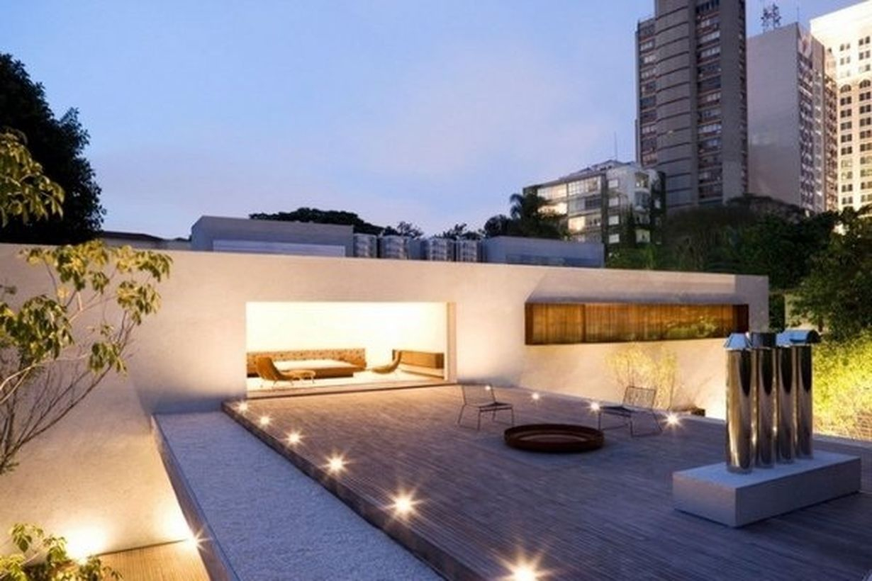 Modern light on above wooden floor
