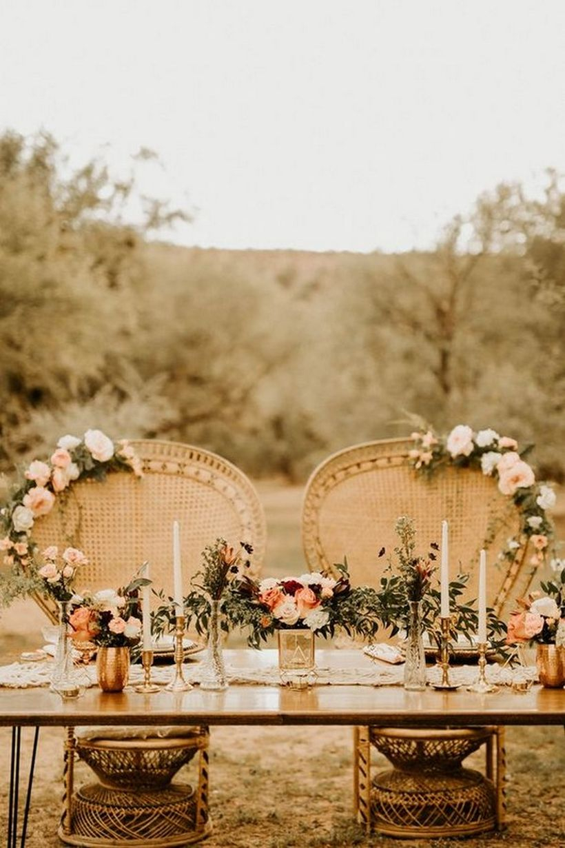 Romantic bohemian wedding table decoration ideas