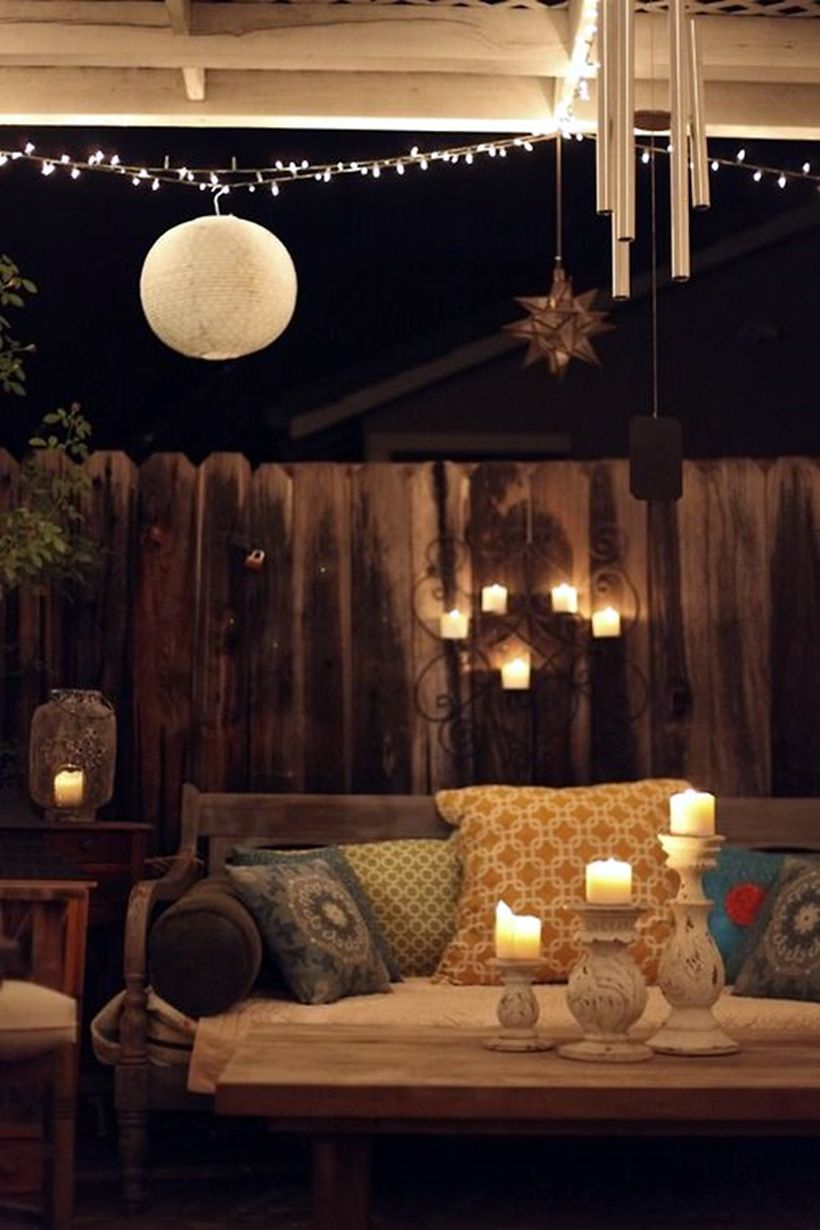 String and candle lamps decoration