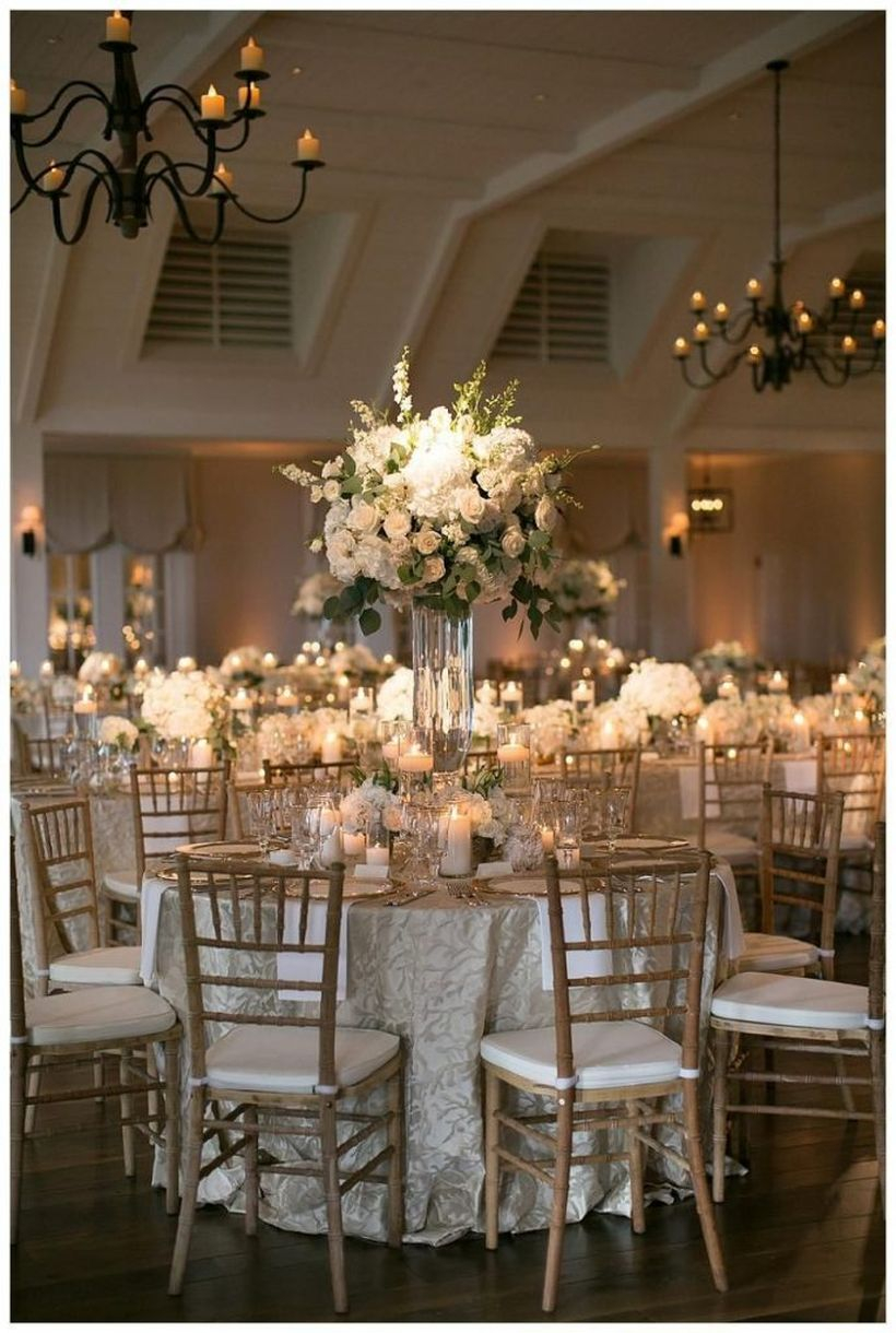 White flowers and hanging candle decoration
