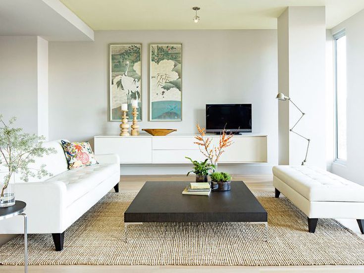 Georges-painting-for-your-home-decoration-with-modern-painting-a-pale-gray-with-the-slightest-touch-of-green-white-sofas-carpet-burlap-and-long-white-cabinet.
