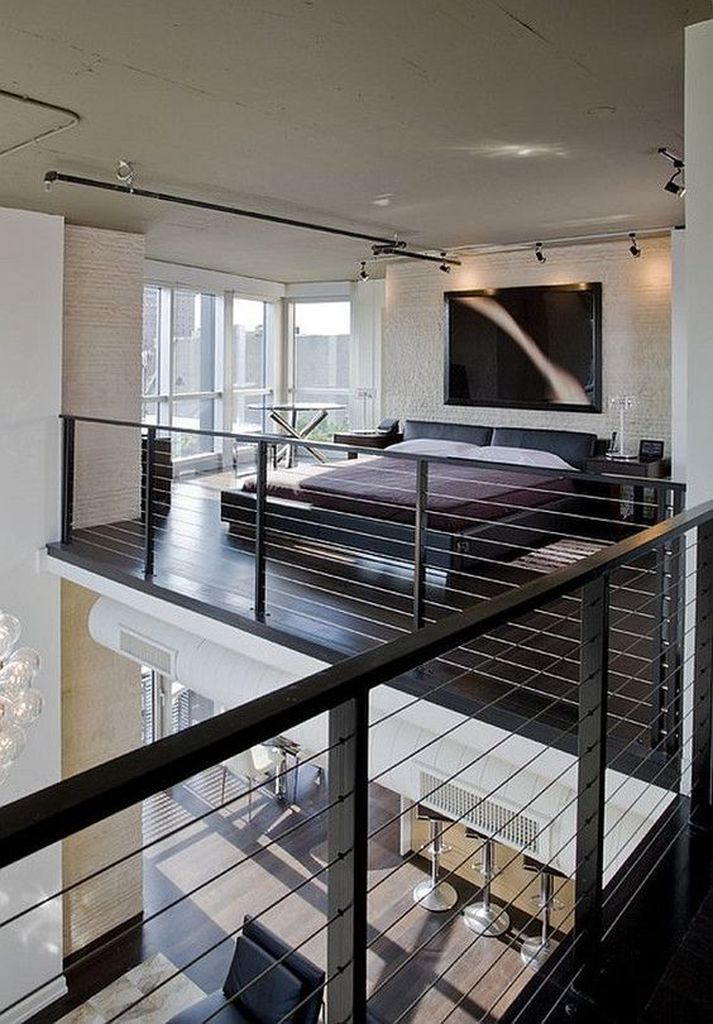 Loft bedroom with iron fences