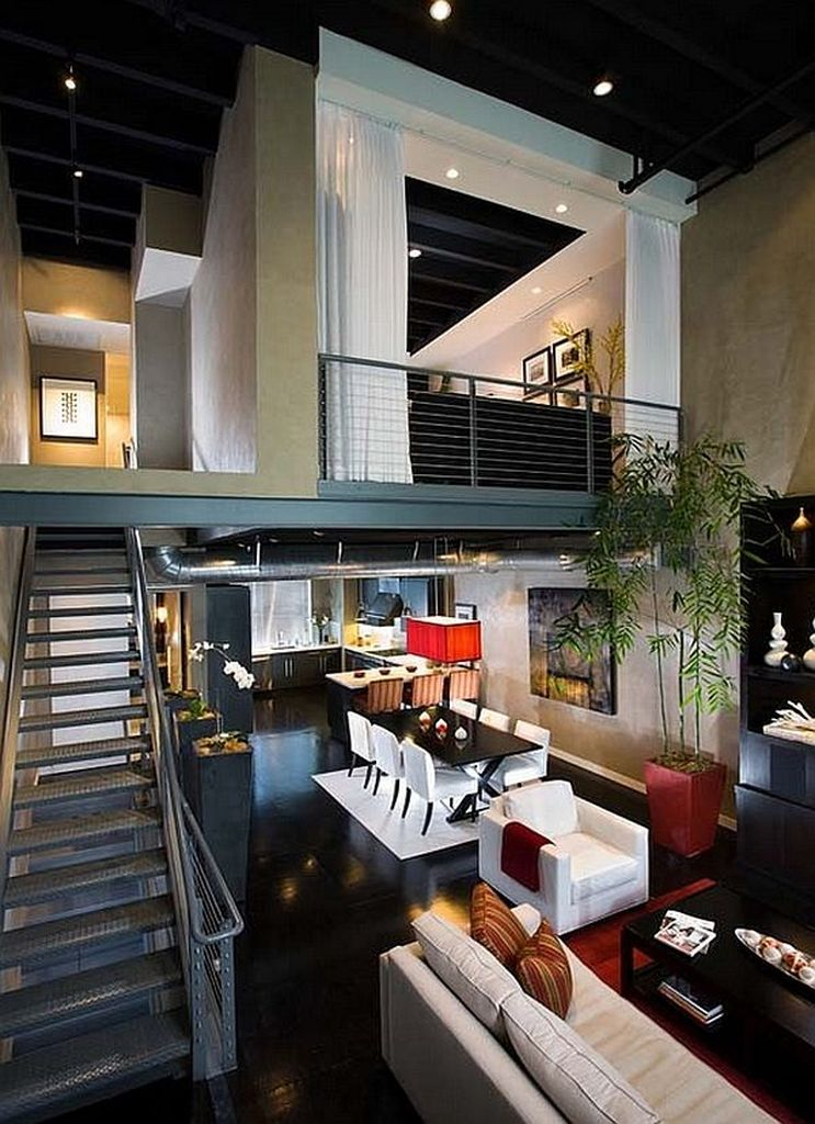 Modern apartment design with loft bedroom