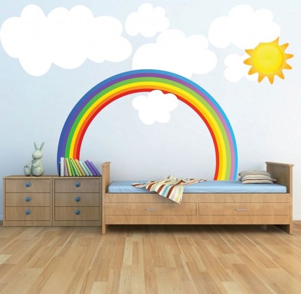 Rainbows-and-white-clouds-for-kids-room.