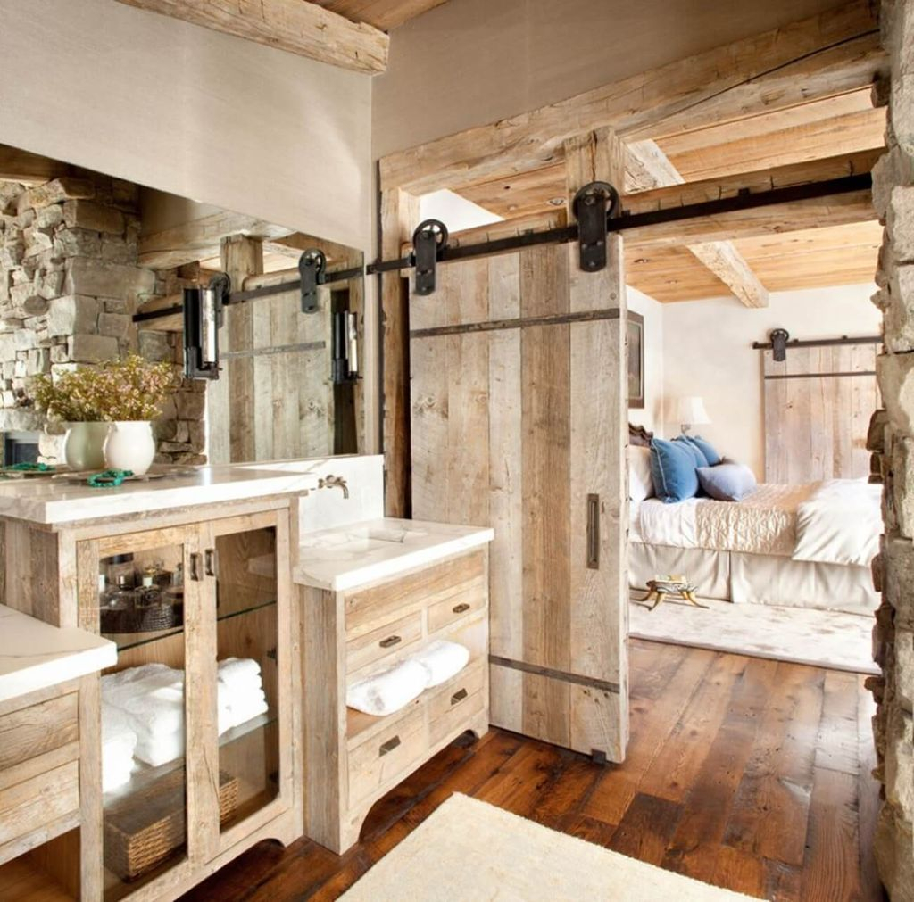 Sliding door that made of wooden for master bedroom