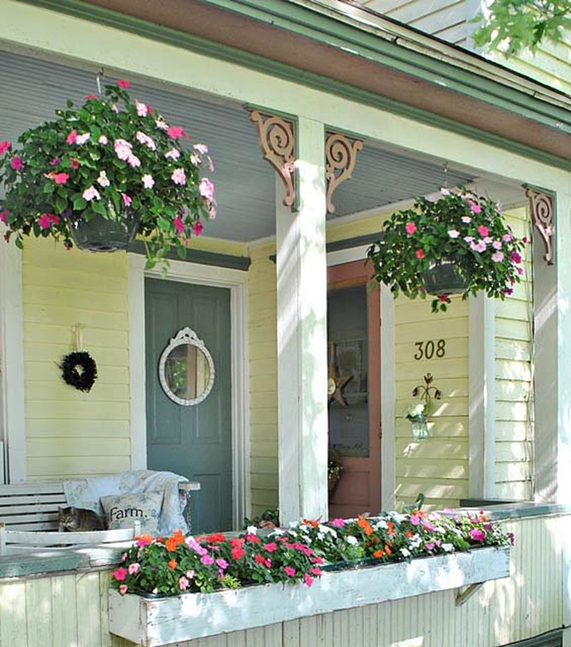 Summer farmhouse front deck