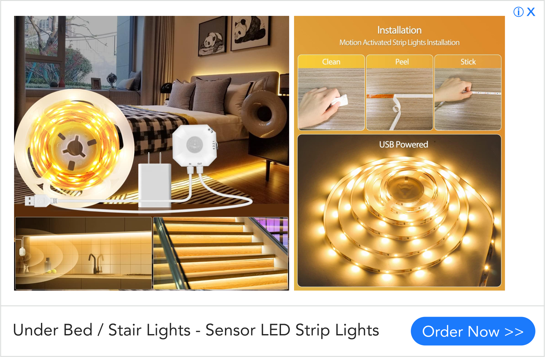Under bed stair lights - sensor led strip lights