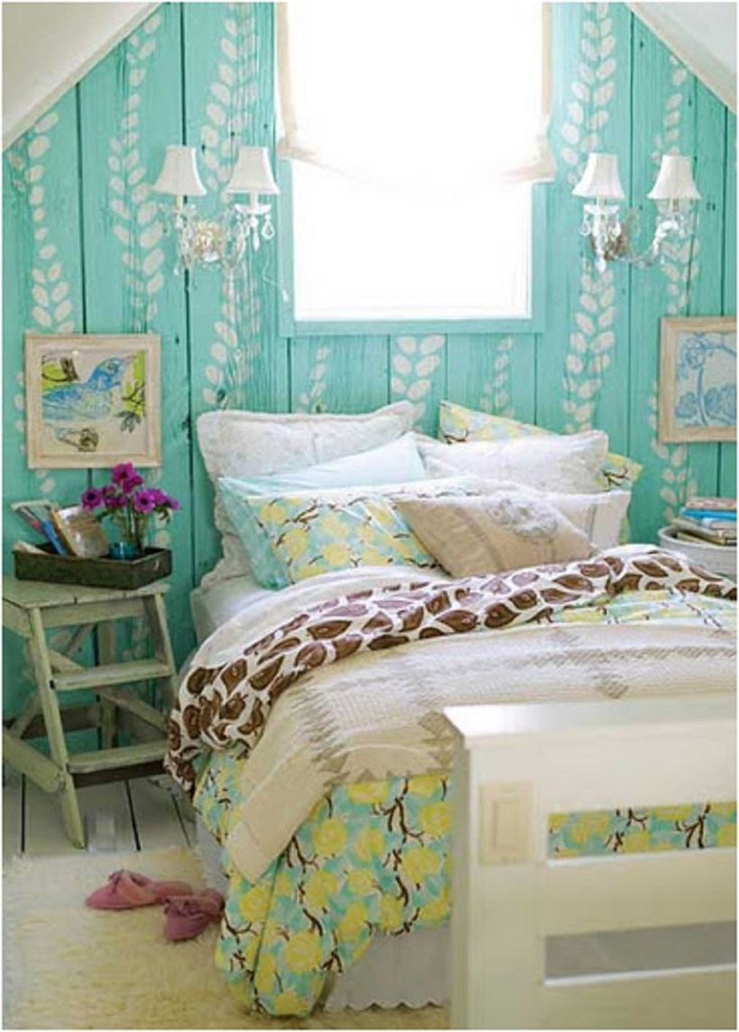 Using-vintage-finds-in-a-small-bedroom-with-diy-wooden-night-stand-to-store-a-small-ornament-and-a-hanging-lamp-on-the-wooden-walls-you-must-know