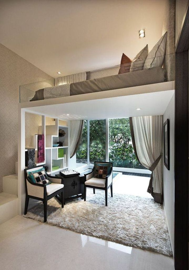 White ceiling to complete your loft bedroom